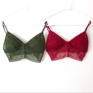 Victoria’s Secret Green Red Lace Bralettes Pack 2
